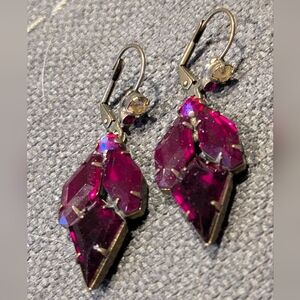 Sorrelli Deep Fuchsia Crystal Leaf Drop Earrings